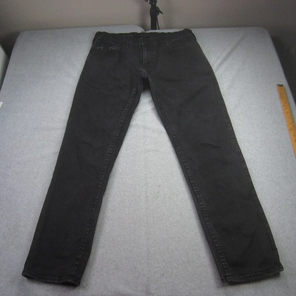 True Religion Jeans Mens 38x33 Black Geno‎ No Flap Relaxed Slim Horseshoe